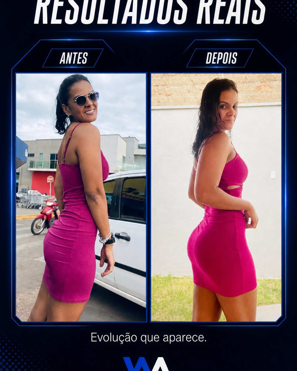 Comparativo antes e depois de aluna
